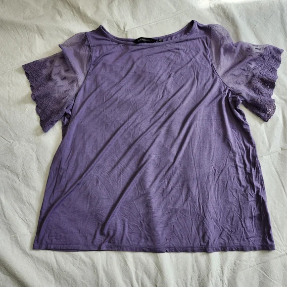 Colleen Lopez Purple Lace Sleeve Blouse - Picture 3 of 8